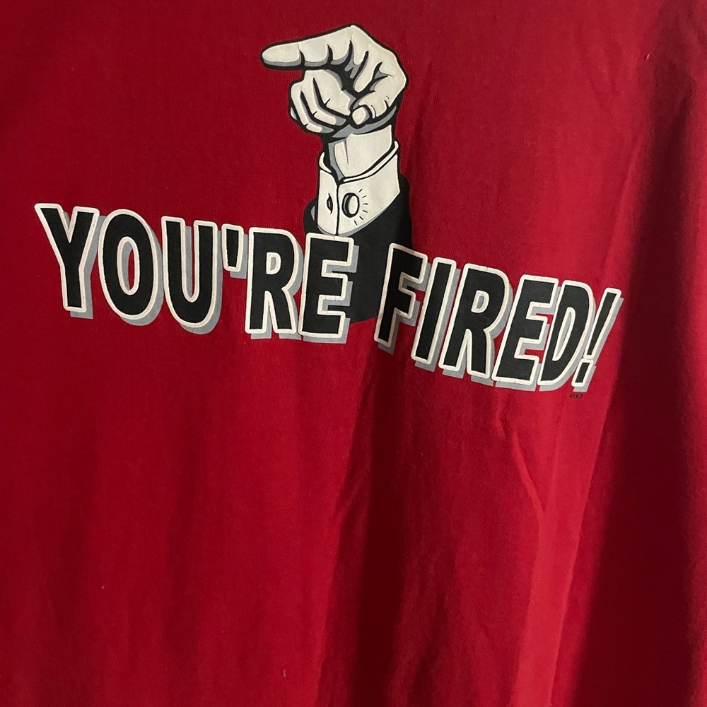 Men's Red Graphic Tee - "You're Fired!"